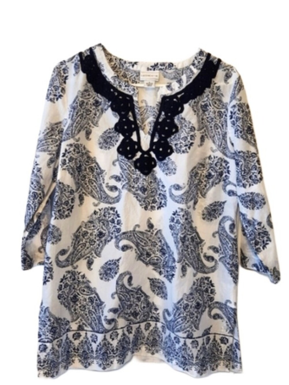 Paisley White & Blue Blouse